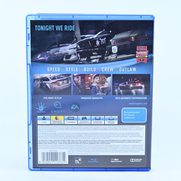 Need for Speed - Sony Playstation 4 / PS4 Game - MINT DISC!