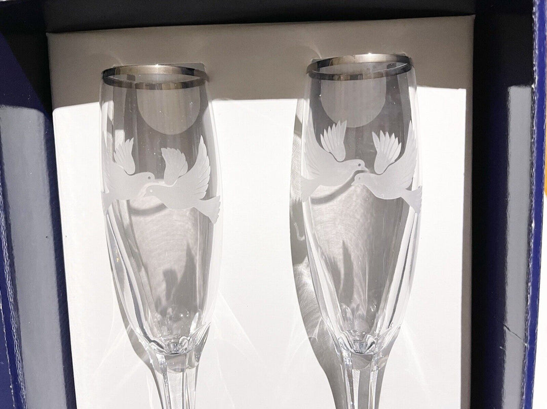 BRAND NEW! Mikasa “Doves” Toasting Flutes Set Of 2