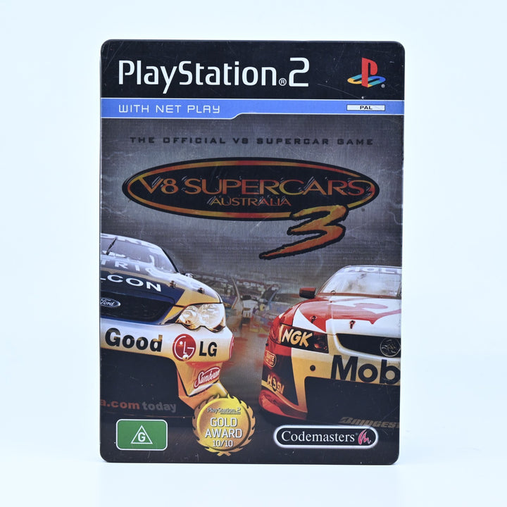 V8 Supercars 3 Steelbook Edition - Plat Disc - PS2 Game + Manual - PAL