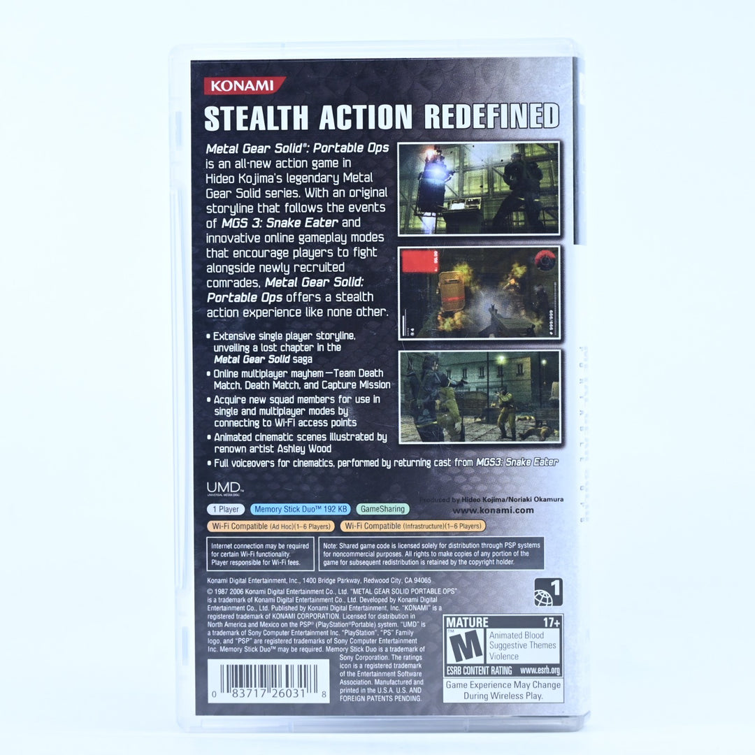 Metal Gear Solid: Portable Ops - Sony PSP Game + Manual - FREE POST!
