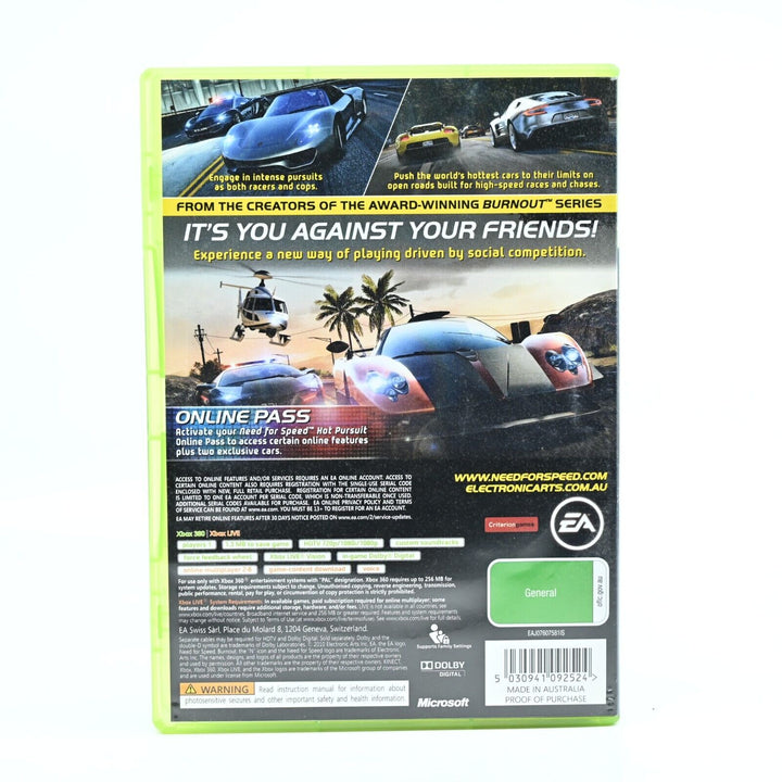 Need for Speed: Hot Pursuit - Xbox 360 Game + Manual - PAL - MINT DISC!