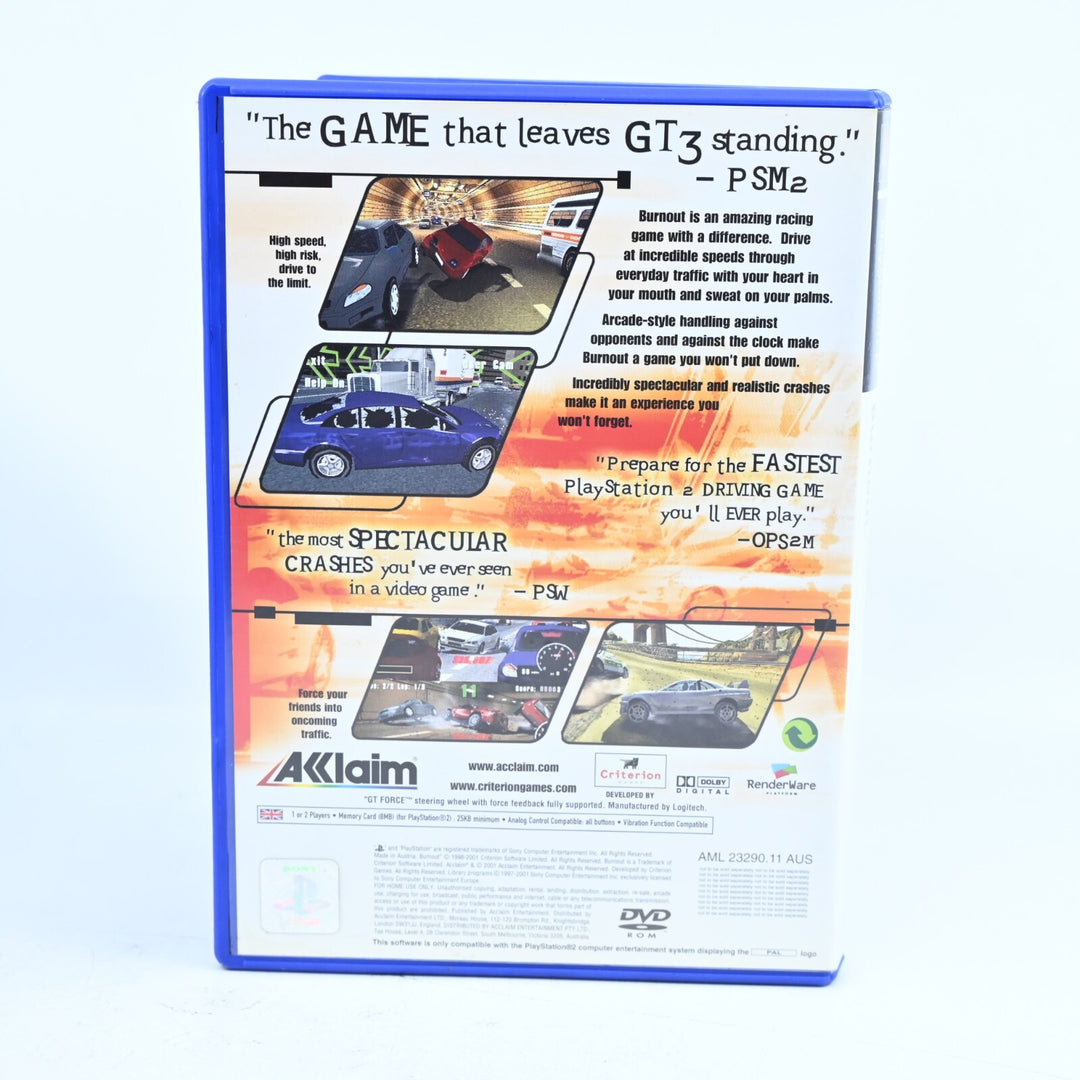 Burnout - Sony Playstation 2 / PS2 Game + Manual - PAL - MINT DISC!