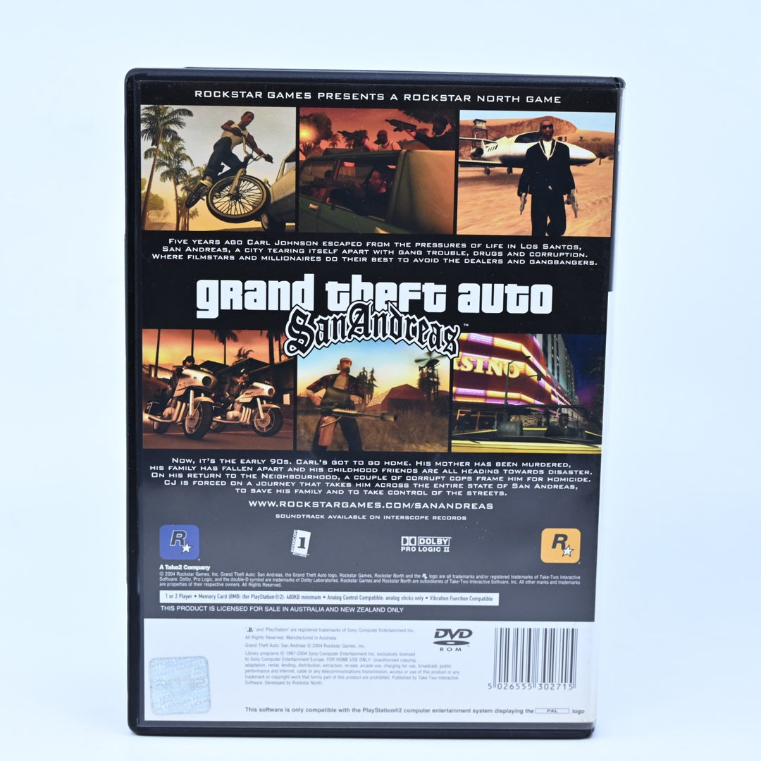 Grand Theft Auto San Andreas - Sony Playstation 2 / PS2 Game + Manual + Map