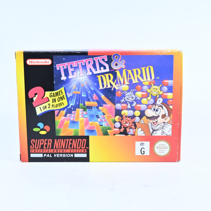 Tetris & Dr Mario - Super Nintendo / SNES Boxed Game - PAL - FREE POST!