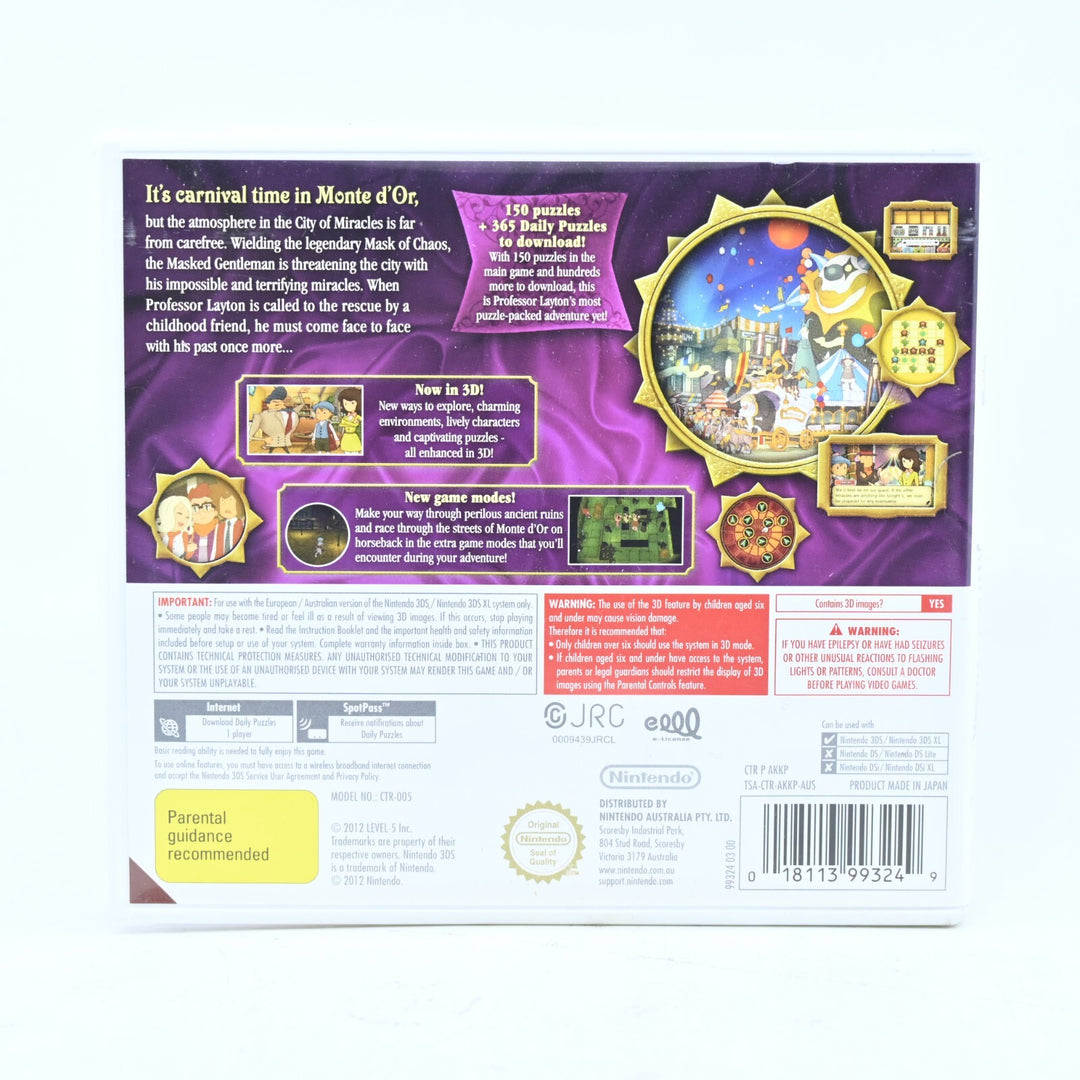 Professor Layton and the Miracle Mask - Nintendo 3DS Game - PAL + Manual