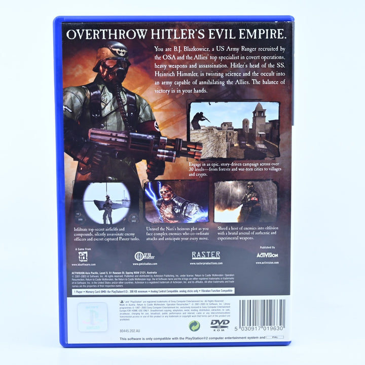 Return to Castle Wolfenstein: Operation Resurrection - PS2 Game + Manual - PAL