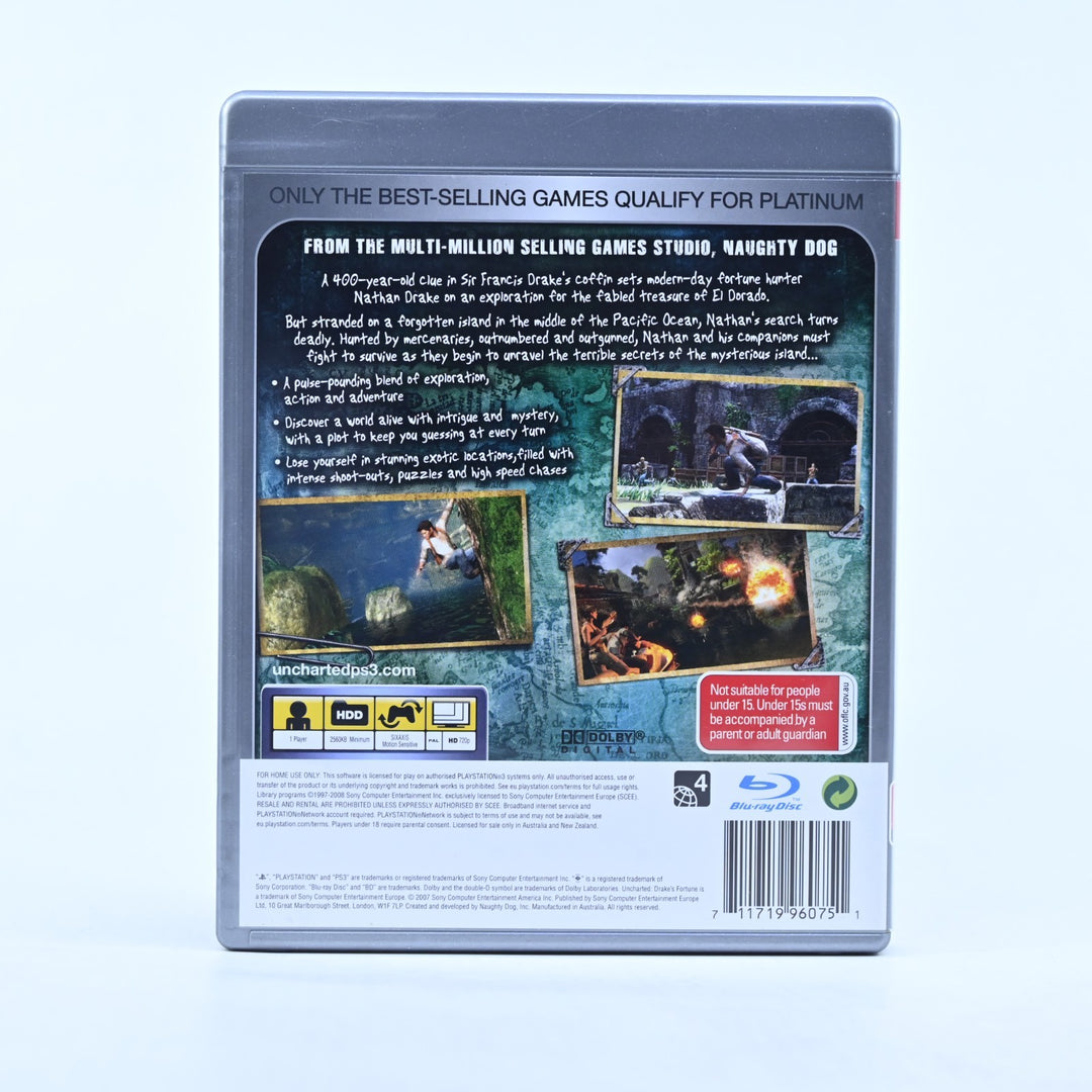 Uncharted: Drake's Fortune - Sony Playstation 3 / PS3 Game + Manual - MINT DISC!