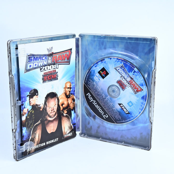 SmackDown vs. Raw 2008 Steelbook - Sony Playstation 2 / PS2 Game + Manual