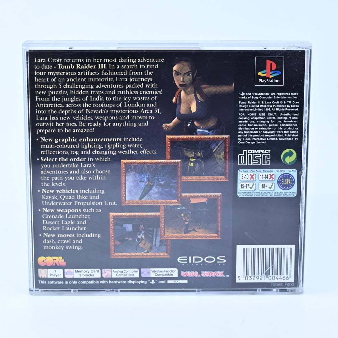 Tomb Raider III: Adventures of Lara Croft - PS1 Game + Manual - PAL - MINT DISC!