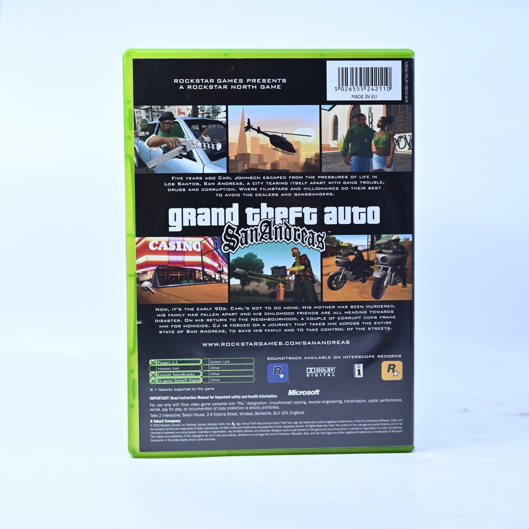 Grand Theft Auto: San Andreas - Original Xbox Game + Manual + Map - MINT DISC!