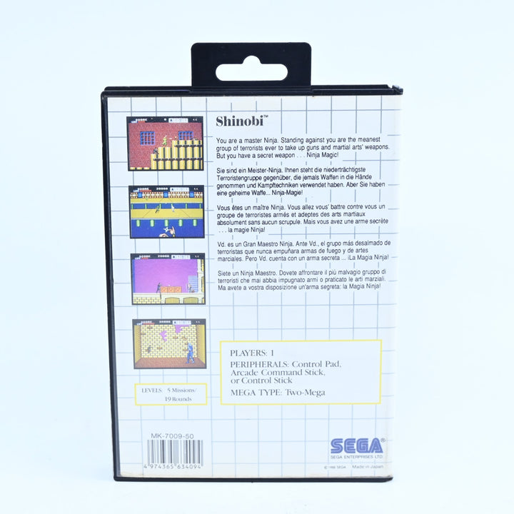 Shinobi - Sega Master System Game + Manual - PAL - FREE POST!