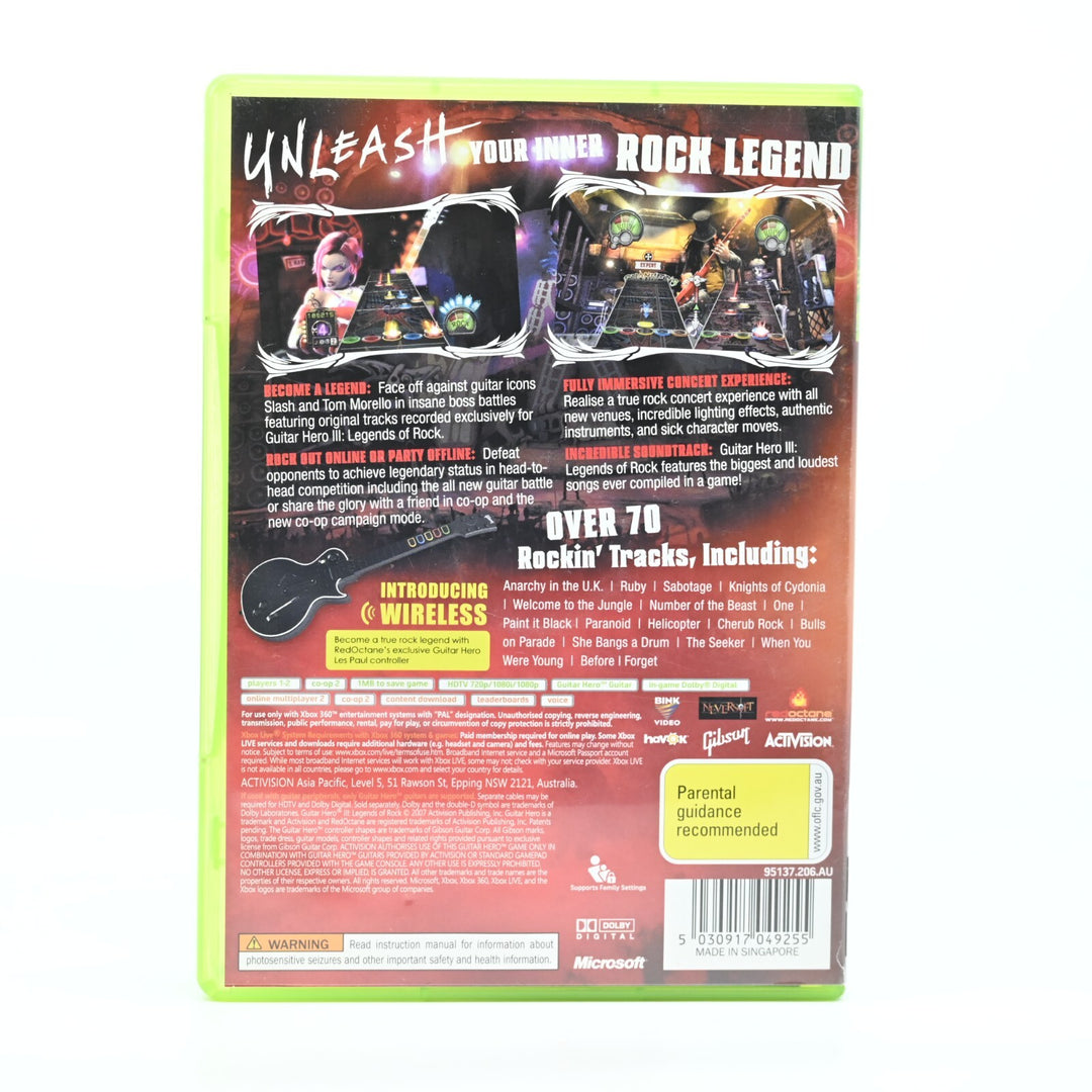 Guitar Hero III: Legends of Rock - Xbox 360 Game - PAL - NEAR MINT DISC!
