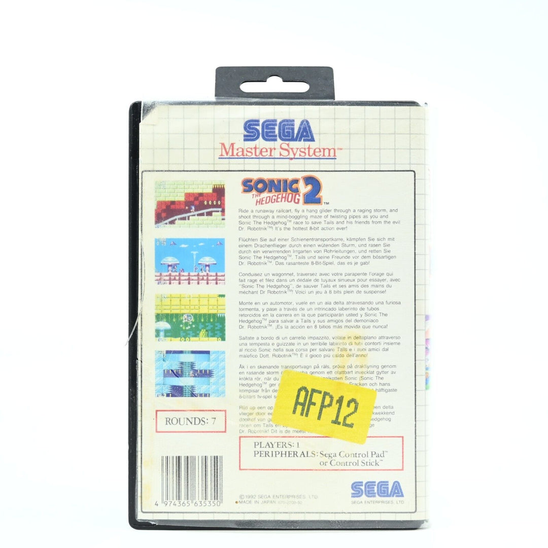 Sonic The Hedgehog 2 - Sega Master System Game - PAL - FREE POST!