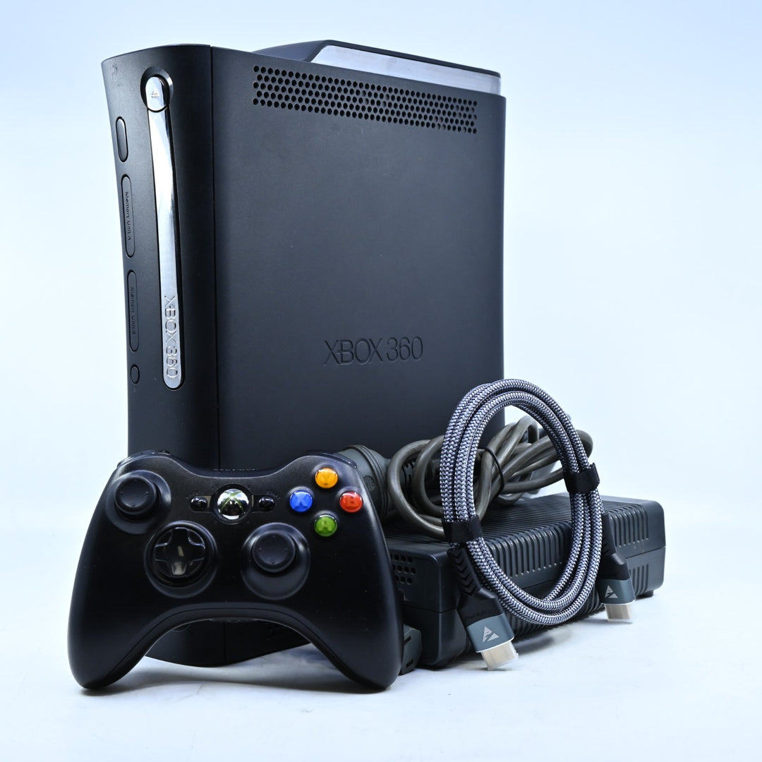 Black Xbox 360 Console - Elite - GENUINE CONTROLLERS + CABLES - PAL - FREE POST!