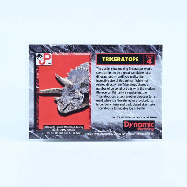 Jurassic Park Official Collector Card Triceratops Prism #5 - 1992 - Misc