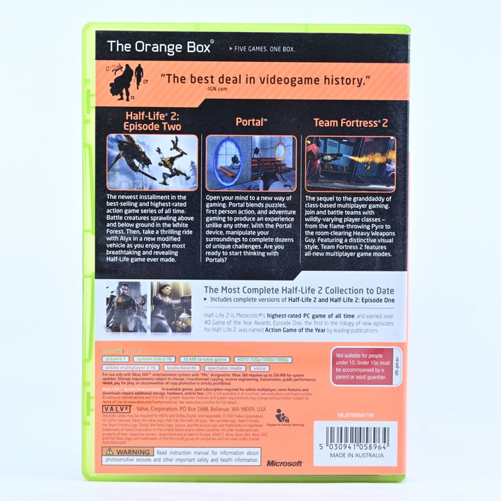 The Orange Box - Xbox 360 Game + Manual - PAL - MINT DISC!
