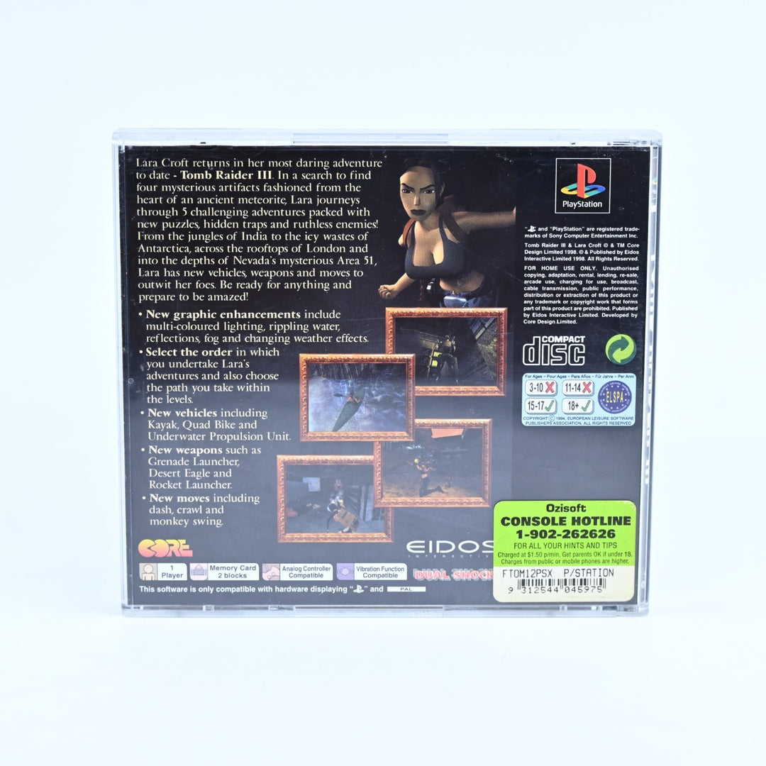 Tomb Raider III: Adventures of Lara Croft - PlayStation 1 / PS1 Game - No Manual