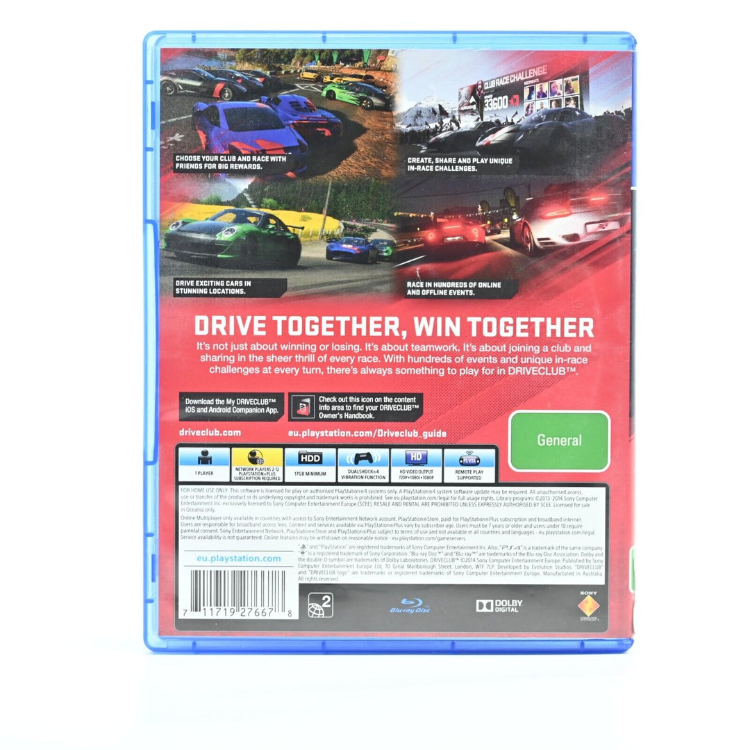 Driveclub - Sony Playstation 4 / PS4 Game - FREE POST!