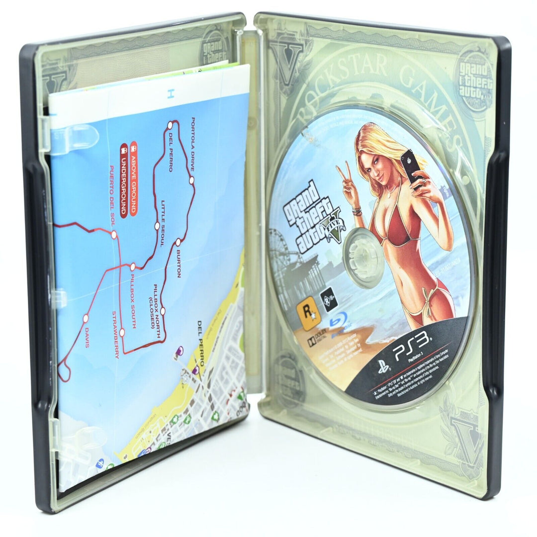 Grand Theft Auto V 5 Steelbook Edition - Sony Playstation 3 / PS3 Game + Manual