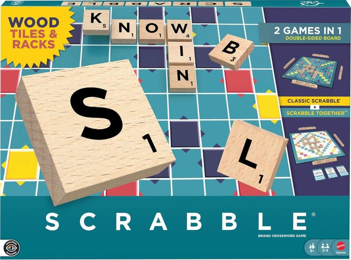 Scrabble Core Wood - ENGLISH - New Version - Board Game - Table Top Game
