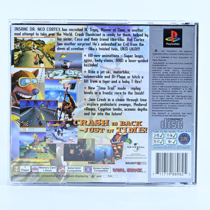 Crash Bandicoot 3: Warped - Sony Playstation 1 / PS1 Game + Manual - PAL