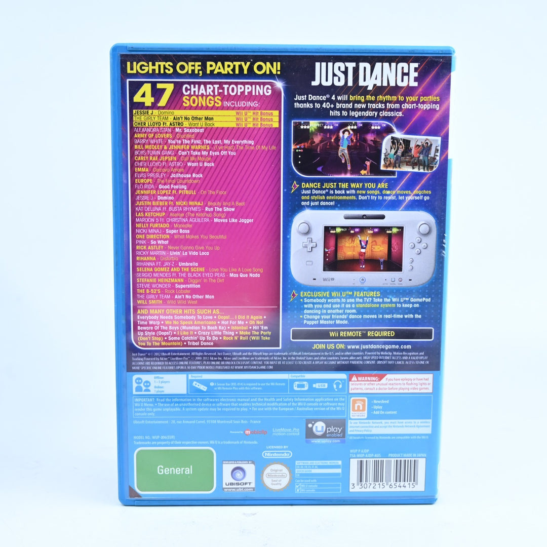 Just Dance 4 - Nintendo Wii U Game - PAL - FREE POST!