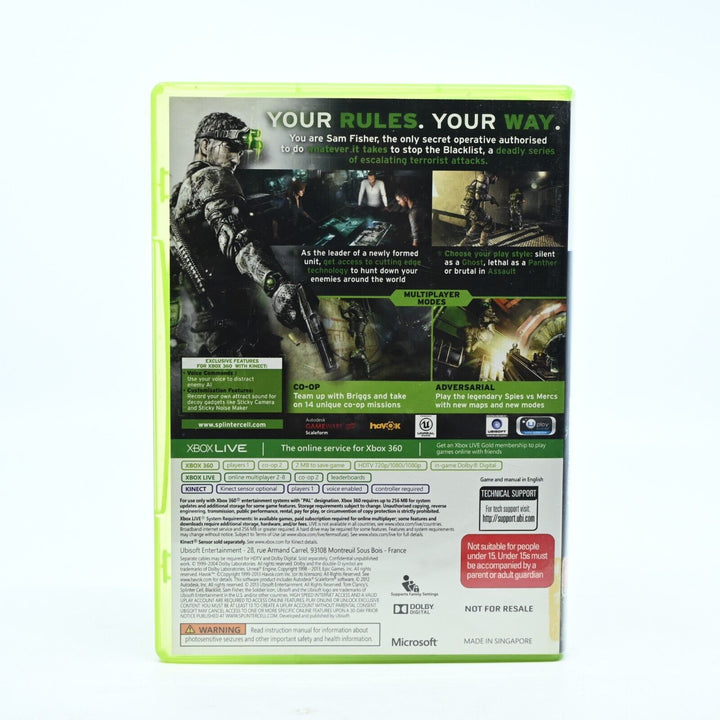 Tom Clancy's Splinter Cell Blacklist - Xbox 360 Game + Manual - PAL