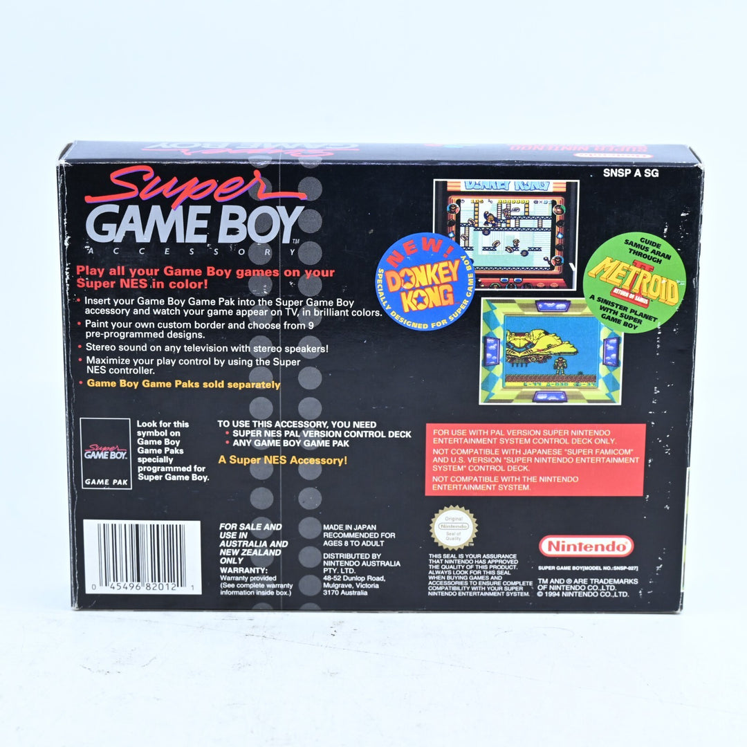 Super Game Boy / Gameboy - Super Nintendo / SNES Accessory + Manual - PAL