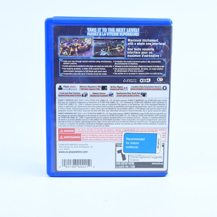Dynasty Warriors Next - Sony PS Vita Game - Region Free - FREE POST!