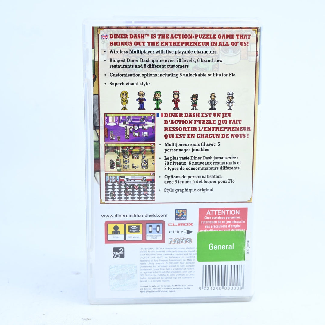 Diner Dash - Sony PSP Game + Manual - FREE POST!