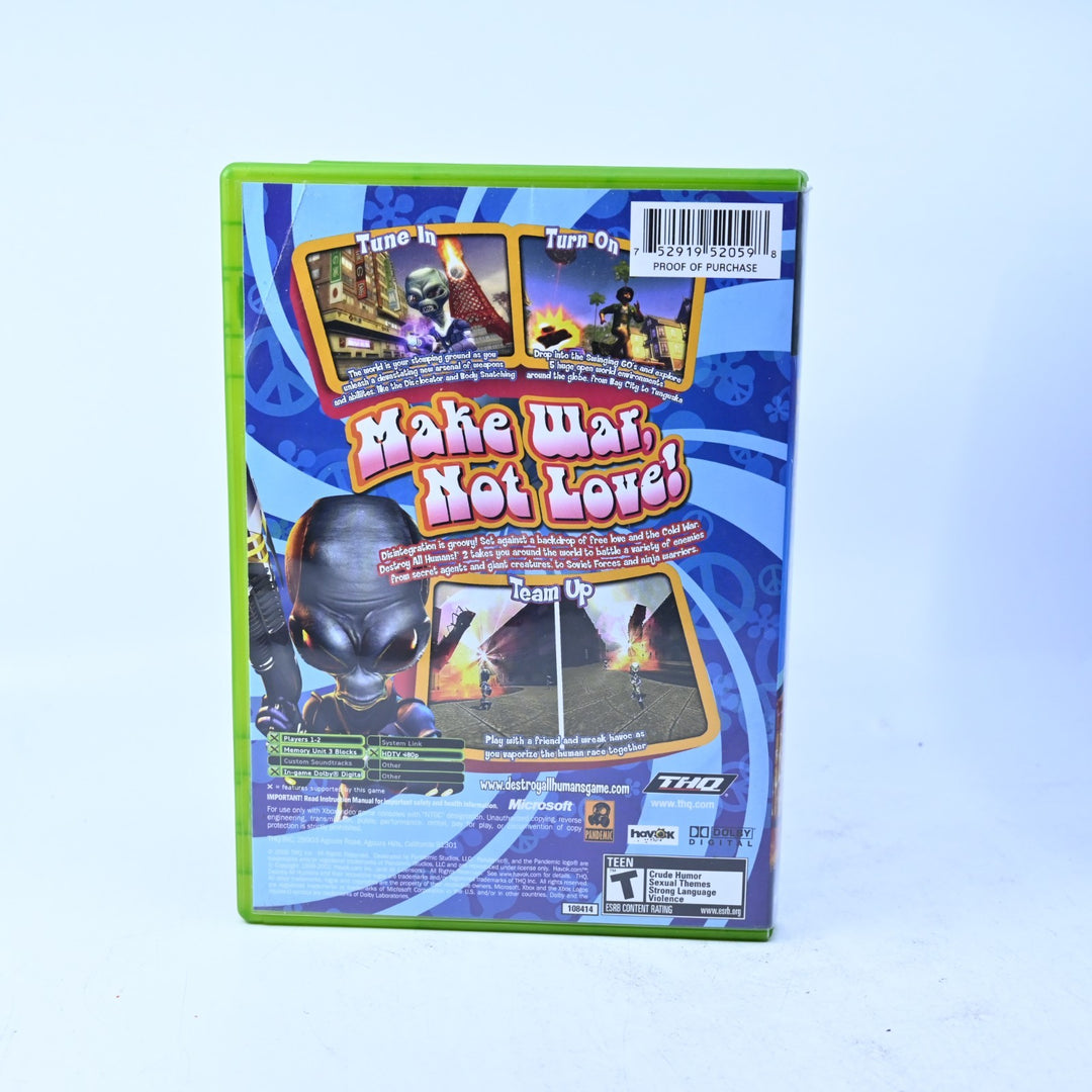 Destroy All Humans! 2 - Original Xbox Game + Manual - Region Free - MINT DISC!