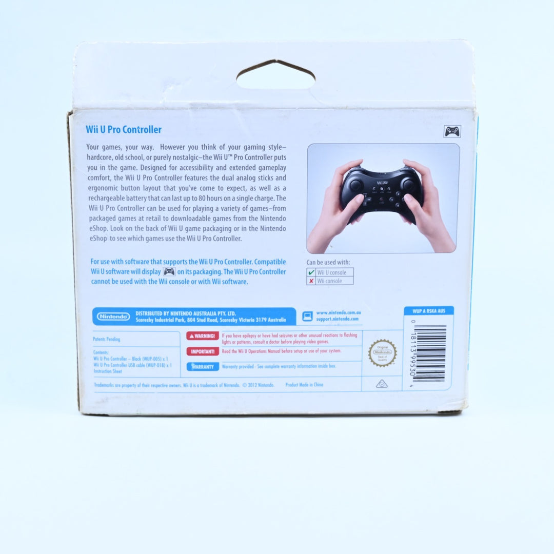 Boxed Black Wii U Pro Controller - Nintendo Wii U Accessory - FREE POST!