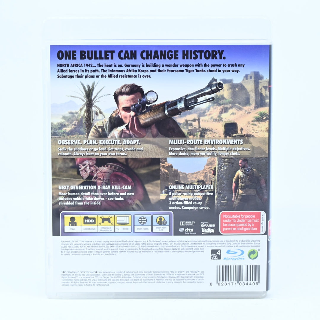 Sniper Elite III 3 Afrika - Sony Playstation 3 / PS3 Game + Manual - FREE POST!