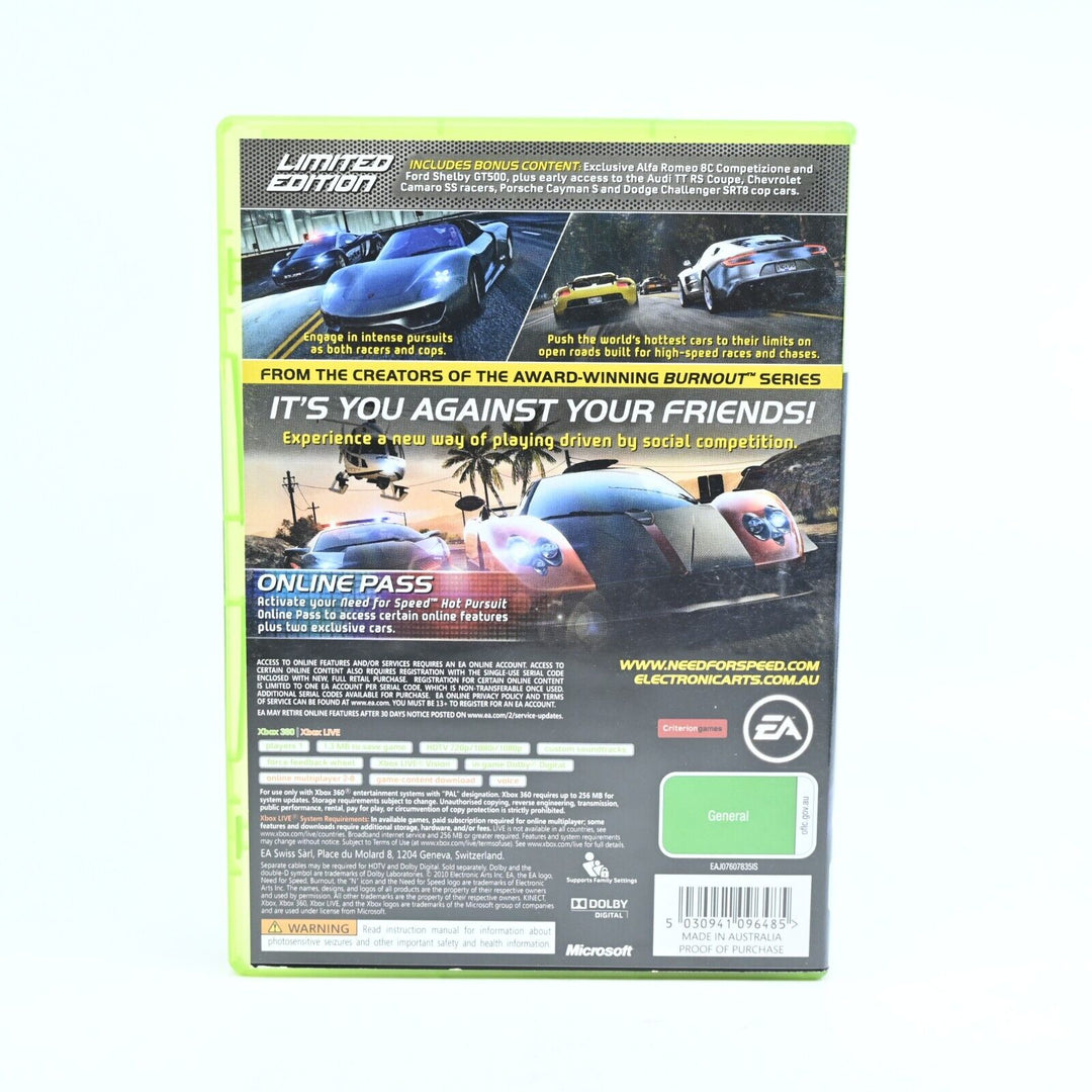 Need for Speed: Hot Pursuit - Limited Edition - Xbox 360 Game + Manual - PAL