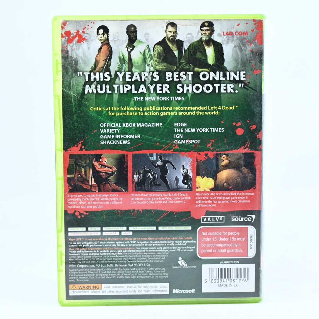 Left 4 Dead - Xbox 360 Game + Manual - PAL - MINT DISC!