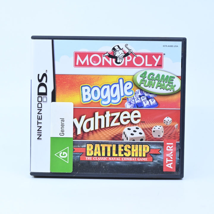Monopoly-Boggle-Yahtzee-Battleship 4 Game Fun Pack  - DS Game - Region Free