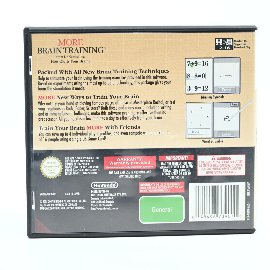 More Brain Training from Dr Kawashima - Nintendo DS Game - PAL - FREE POST!