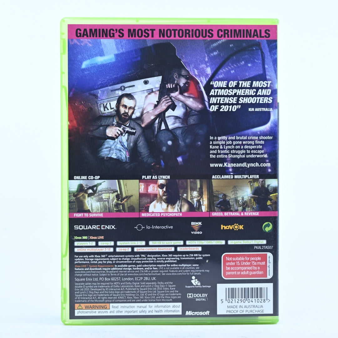 Kane & Lynch 2: Dog Days - Xbox 360 Game + Manual - PAL - MINT DISC!