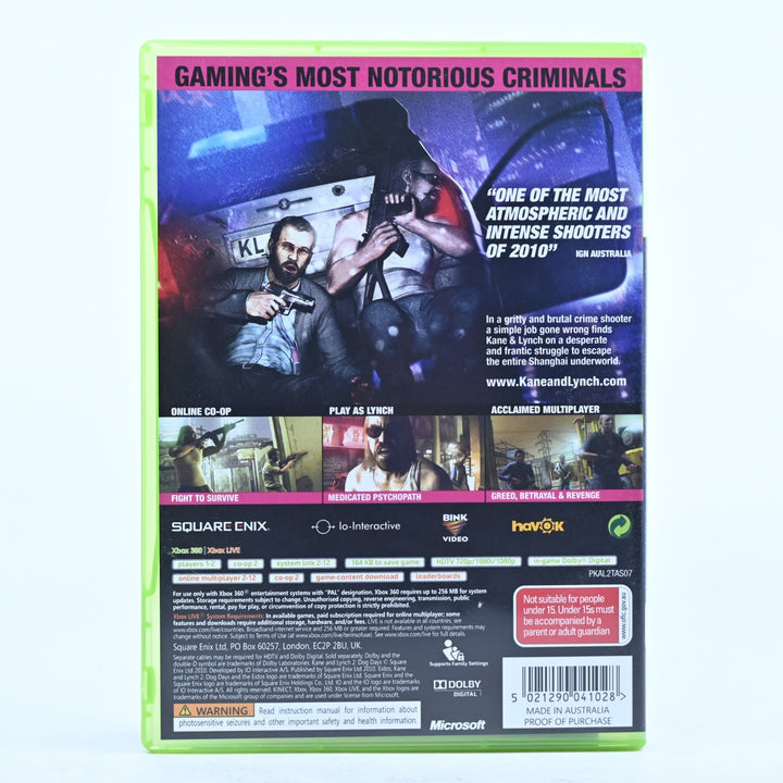 Kane & Lynch 2: Dog Days - Xbox 360 Game + Manual - PAL - MINT DISC!