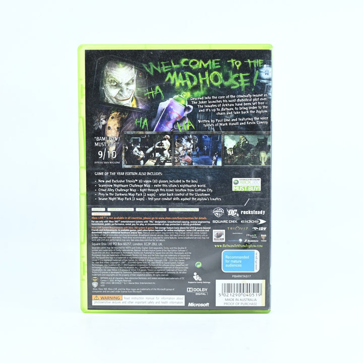 Batman: Arkham Asylum - Xbox 360 Game + Manual - PAL - MINT DISC