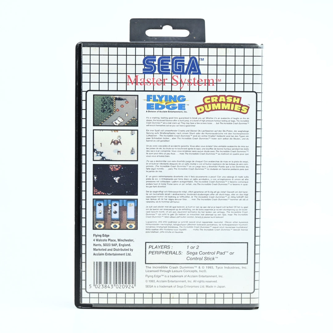 Crash Dummies - Sega Master System Game + Manual - PAL - FREE POST!