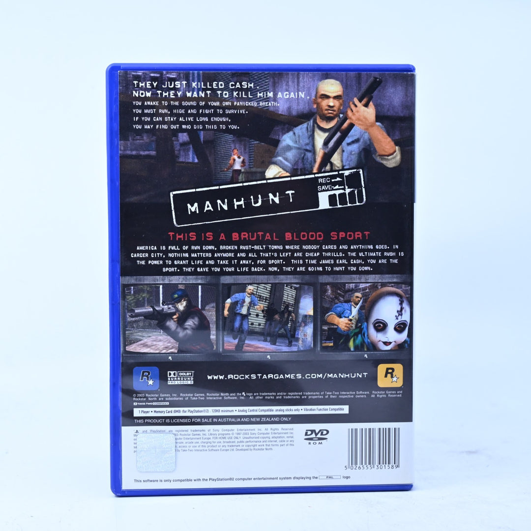 Manhunt - Sony Playstation 2 / PS2 Game + Manual - PAL - MINT DISC!