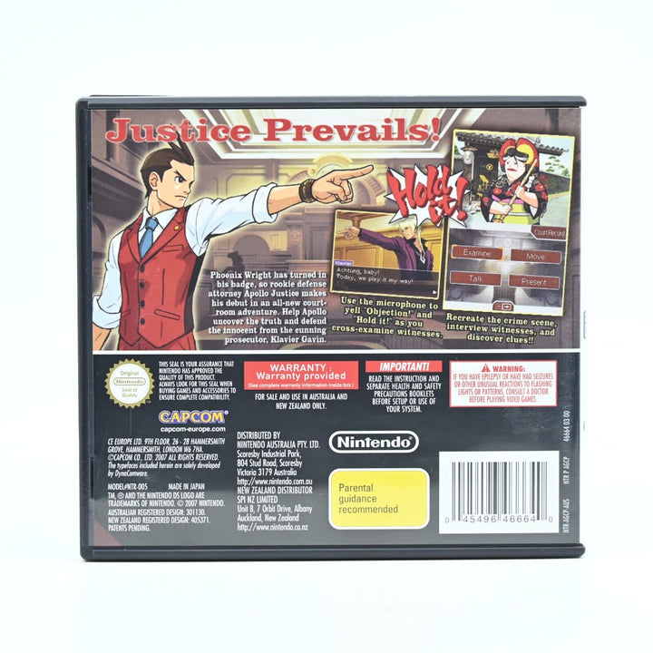 LIKE NEW! Apollo Justice: Ace Attorney - Nintendo DS Game - PAL - FREE POST!