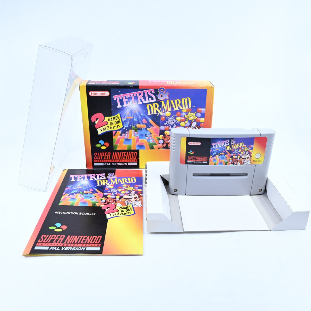 Tetris & Dr Mario - Super Nintendo / SNES Boxed Game - PAL - FREE POST!