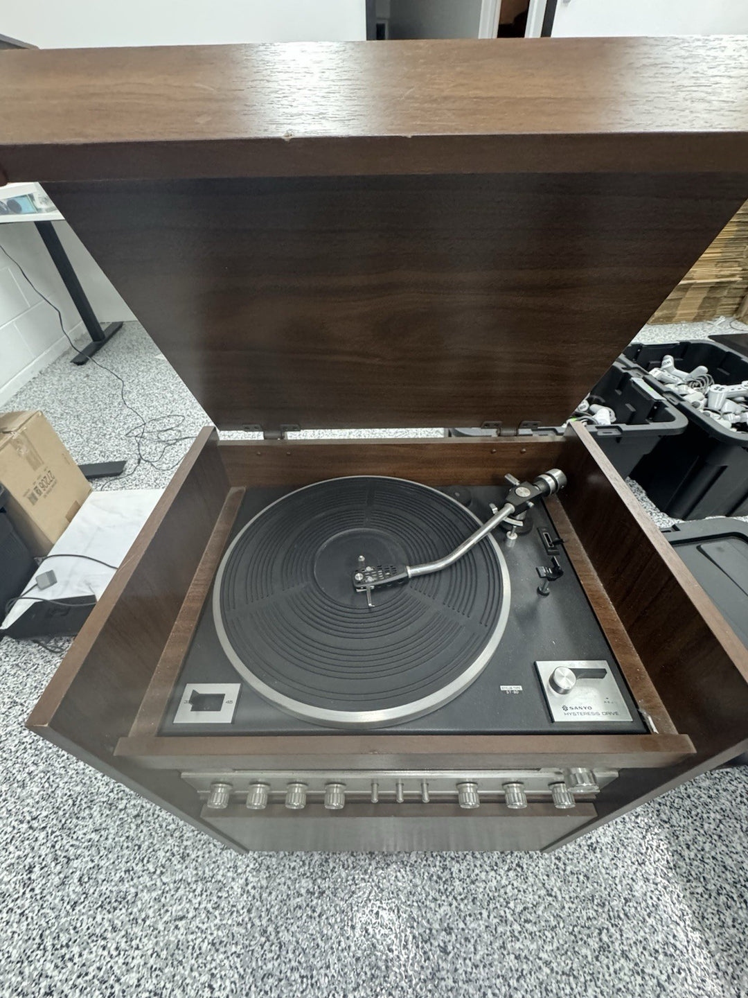 Vintage turntable stereo and tape player