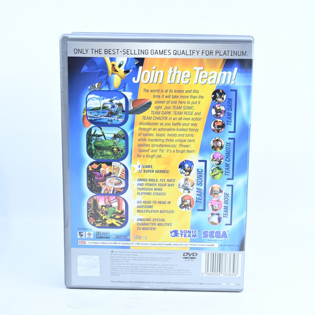 Sonic Heroes - Sony Playstation 2 / PS2 Game + Manual - PAL - MINT DISC!