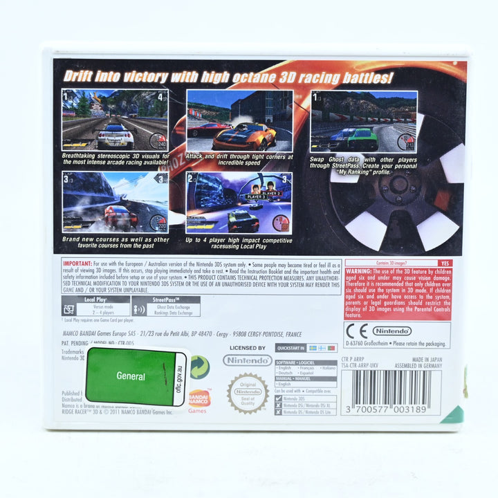 Ridge Racer 3D - Nintendo DS Game - PAL + Manual - FREE POST!