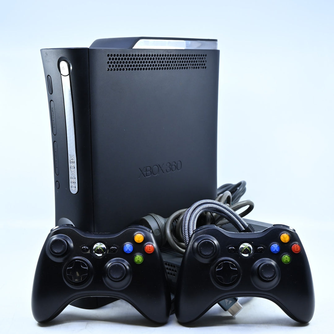 Black Xbox 360 Console - Elite - GENUINE CONTROLLERS + CABLES - PAL - FREE POST!