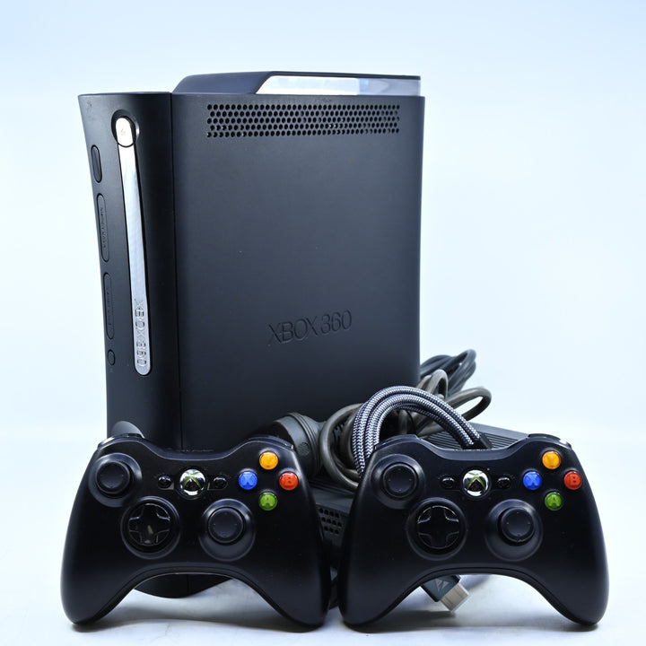 Black Xbox 360 Console - Elite - GENUINE CONTROLLERS + CABLES - PAL - FREE POST!