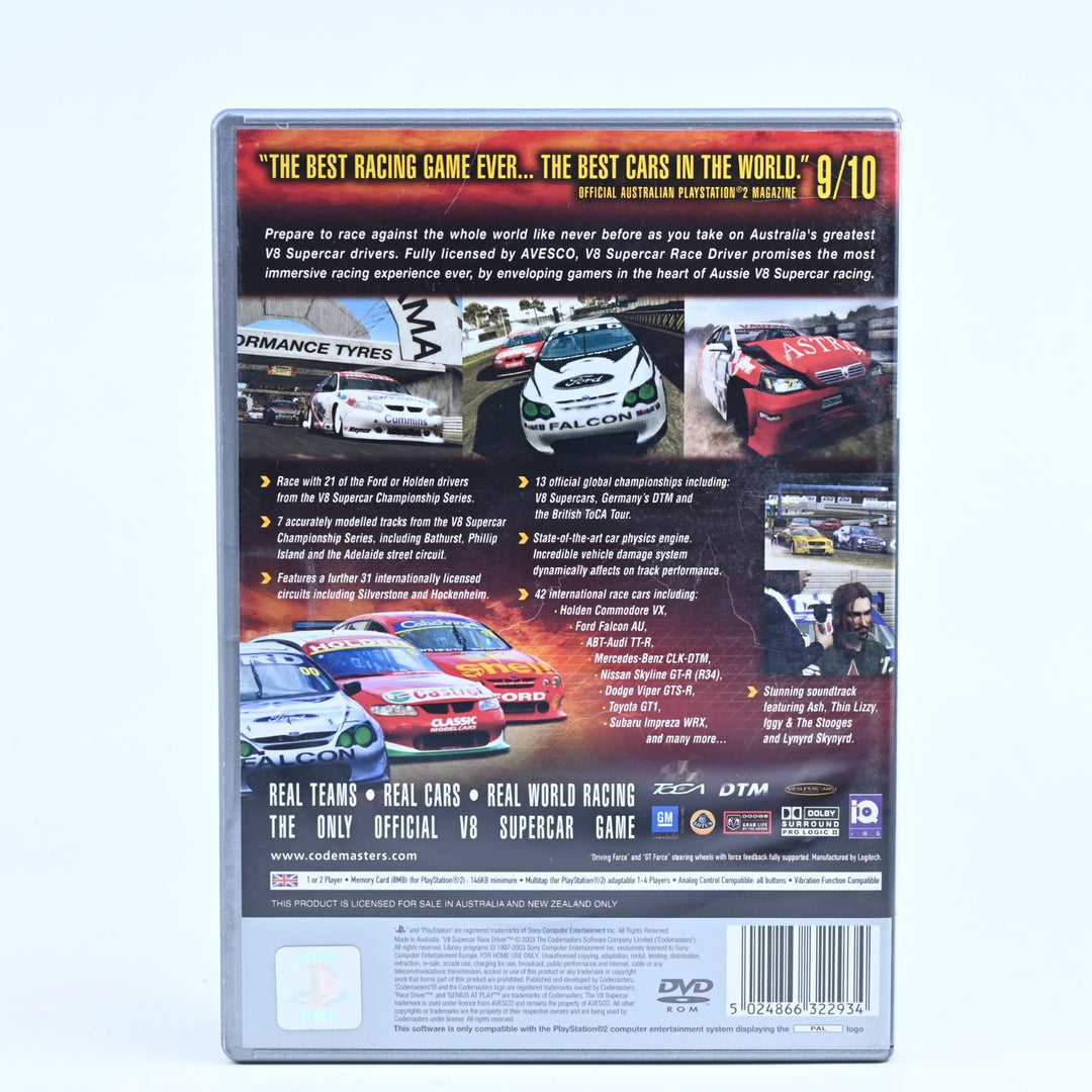V8 Supercars Race Driver - Sony Playstation 2 / PS2 Game + Manual - PAL